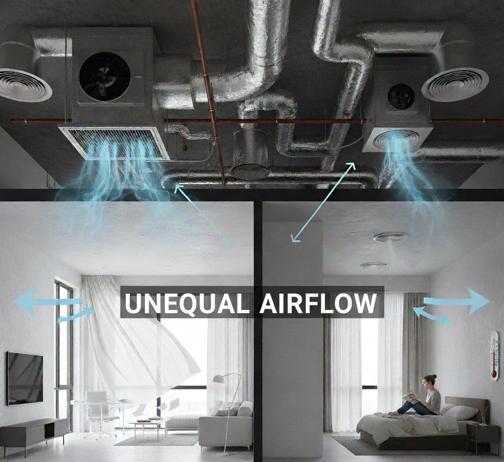 Gió thổi không đều giữa các phòng – Nguyên nhân và cách cân chỉnh hiệu quả